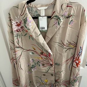 Double-Breasted Satin Blouse